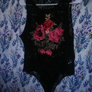 Black lace body suit